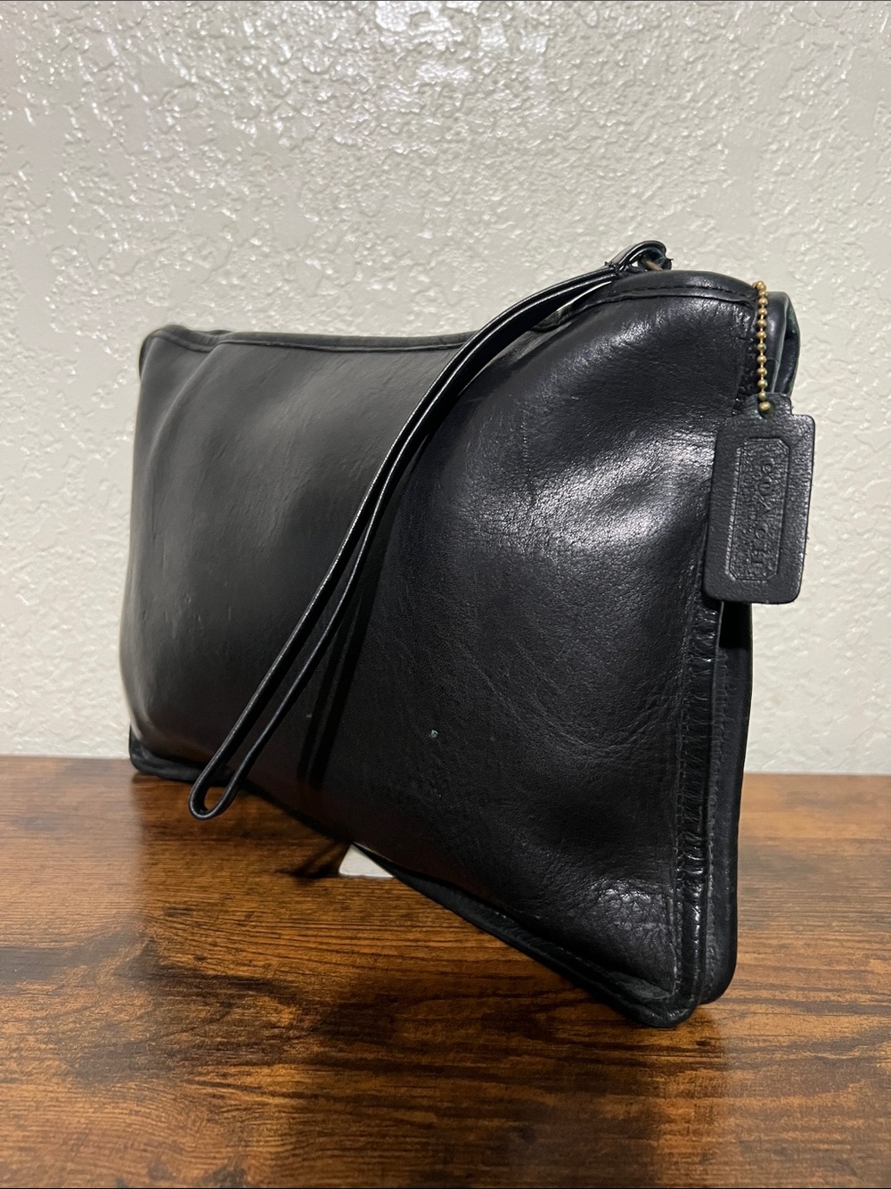 Coach Black Leather Men's Travel Dopp Wristlet